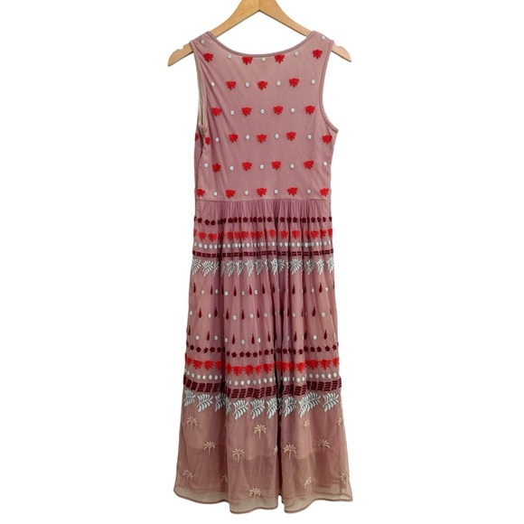 Sundance Pink Embroidered Mesh Sleeveless Dress 2 - Picture 3 of 12